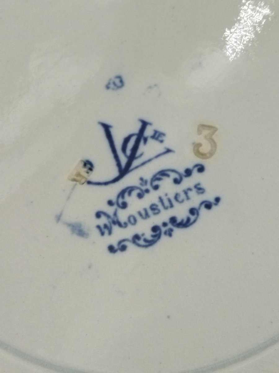 Vieillard Bordeaux 3 Antique Earthenware Plates, Berain Style Decoration, "moustiers" Model -photo-6