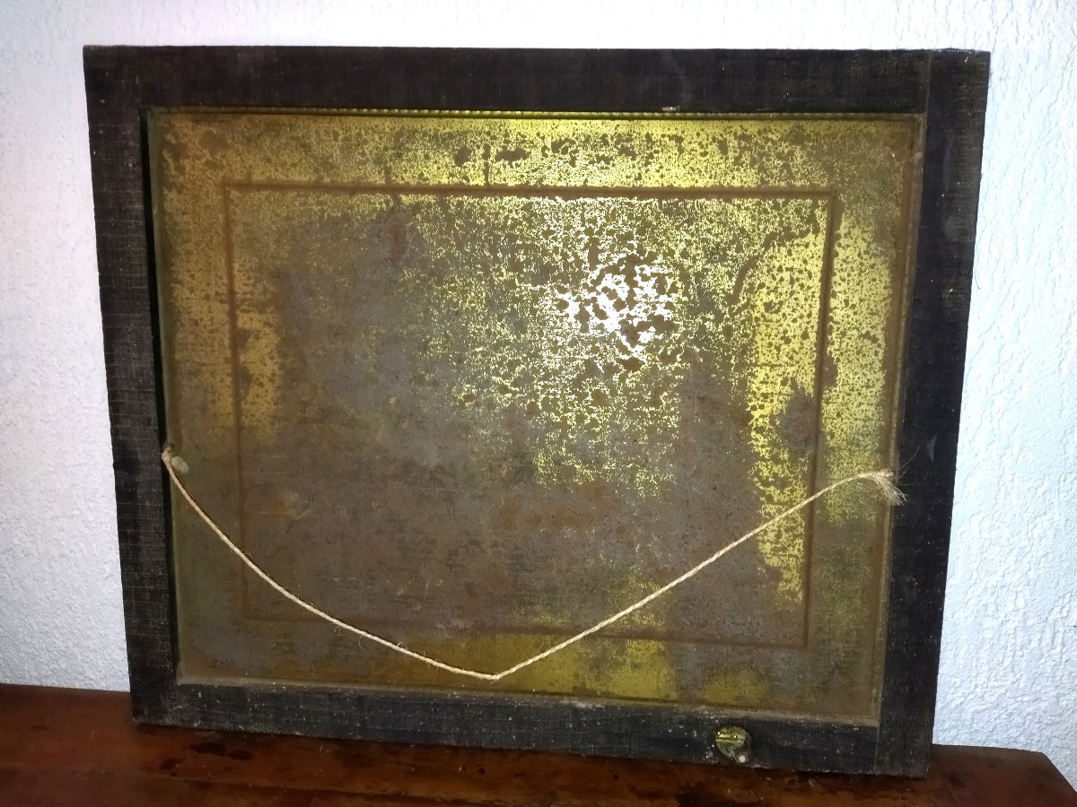 TABLEAU SUR MÉTAL Cadre Embouti Scènes romantique du XVIII Éditeur SIRVEN Toulouse Paris-photo-3