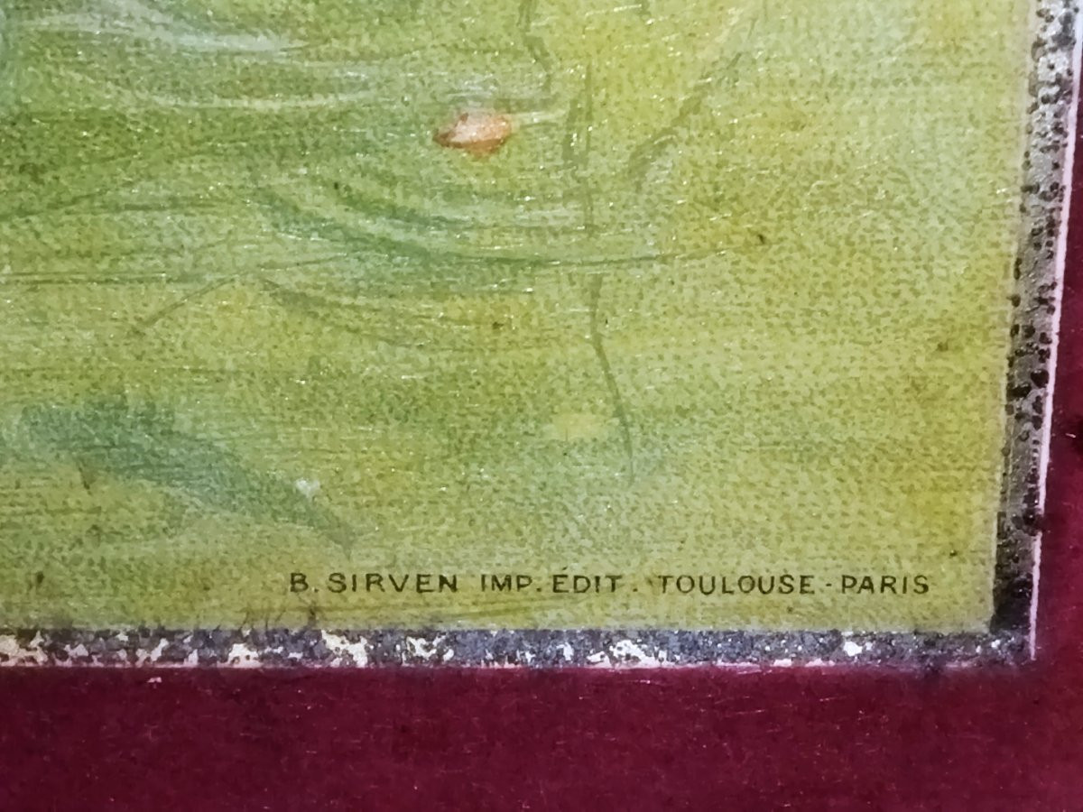 TABLEAU SUR MÉTAL Cadre Embouti Scènes romantique du XVIII Éditeur SIRVEN Toulouse Paris-photo-4