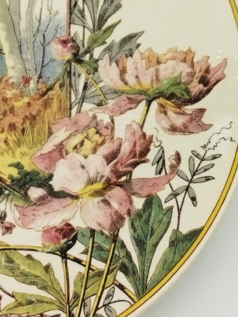 Sarreguemines Antique Earthenware Plate With Pheasant Decoration, 19th Century, Collection-photo-3