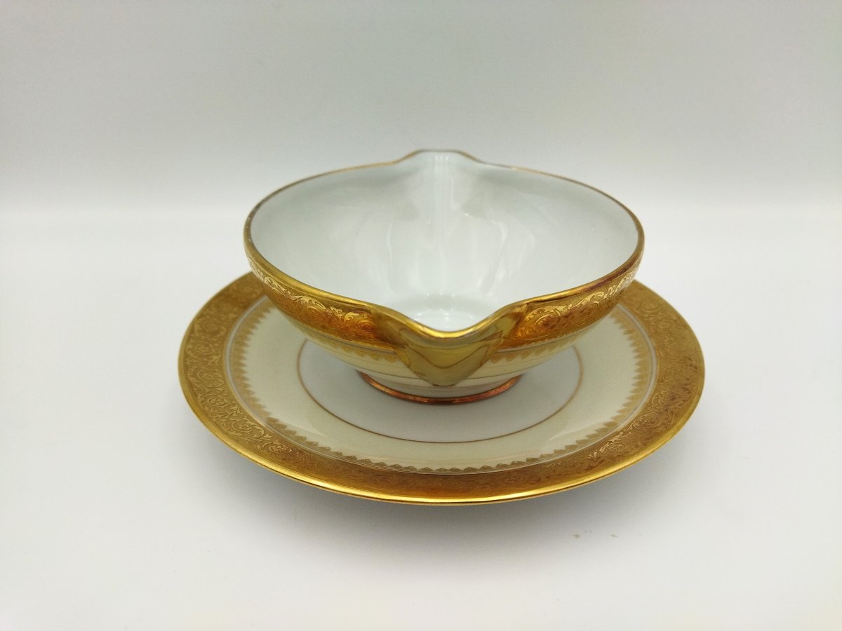 Limoges Haviland Sauce Pan Gilded Porcelain Tableware-photo-2