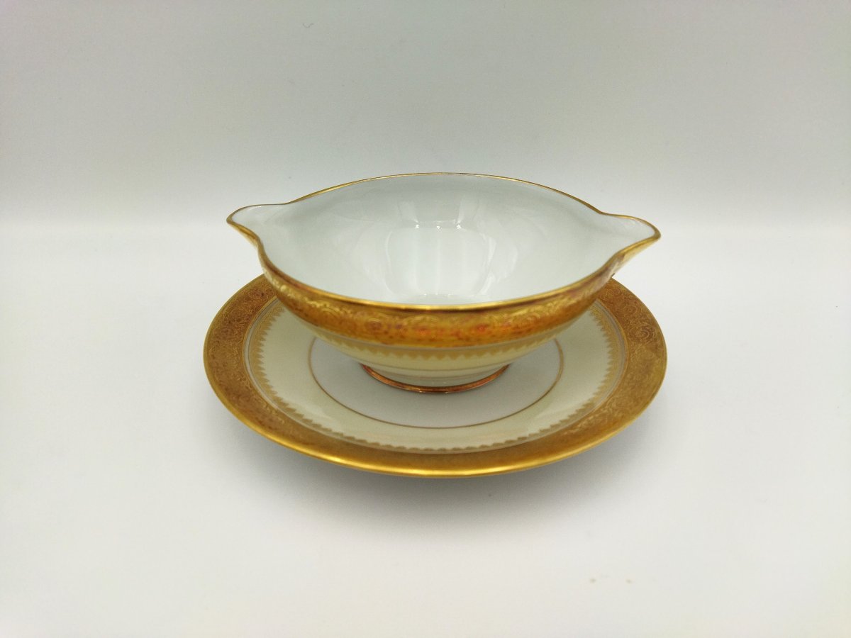 Limoges Haviland Sauce Pan Gilded Porcelain Tableware-photo-3