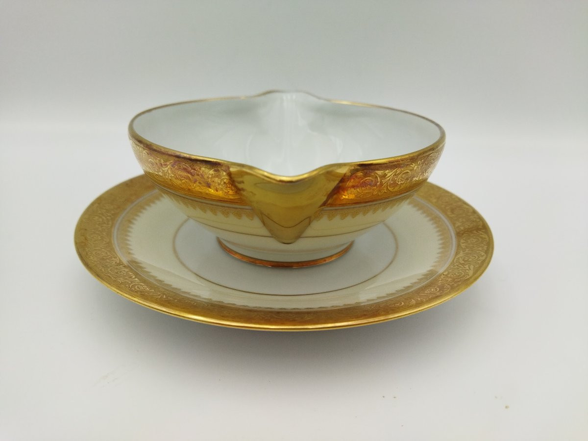 Limoges Haviland Sauce Pan Gilded Porcelain Tableware-photo-4