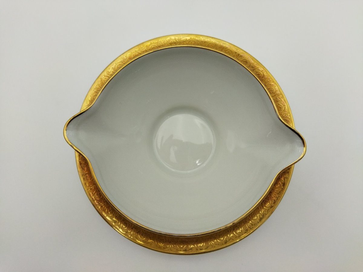 Limoges Haviland Sauce Pan Gilded Porcelain Tableware-photo-1