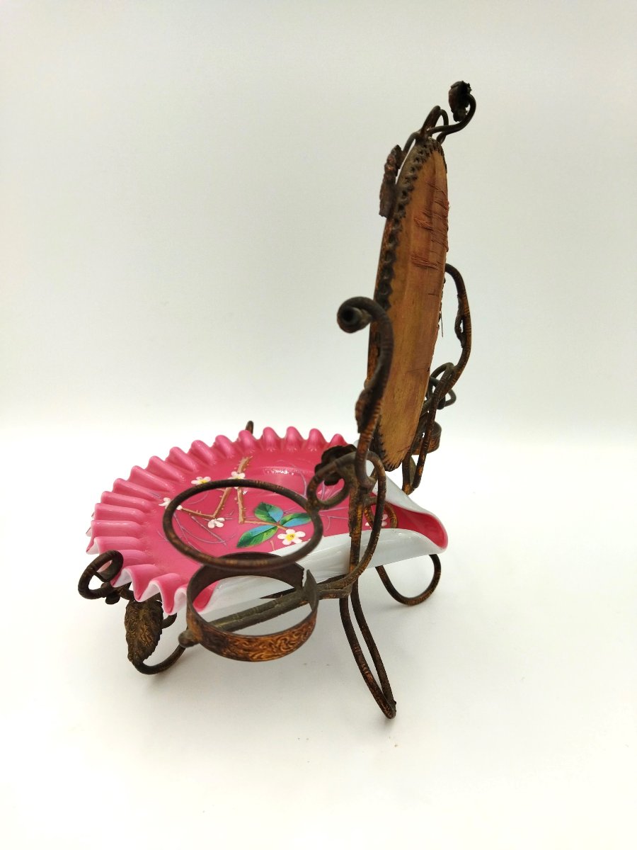 BAGUIER  Ancien  Porte Flacons Miroir Biseauté Laiton Repoussé NAPOLÉON  III-photo-2