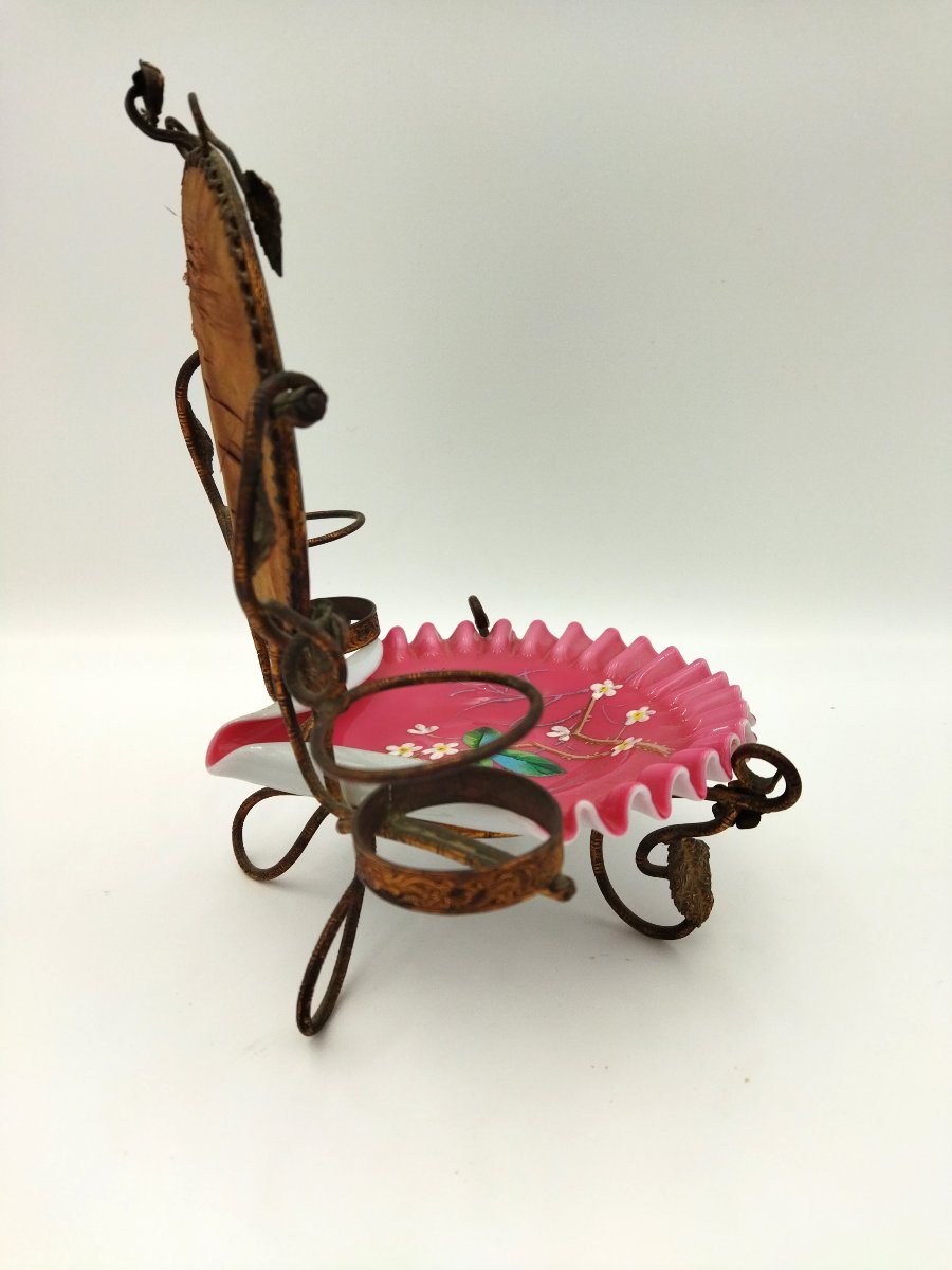 BAGUIER  Ancien  Porte Flacons Miroir Biseauté Laiton Repoussé NAPOLÉON  III-photo-4