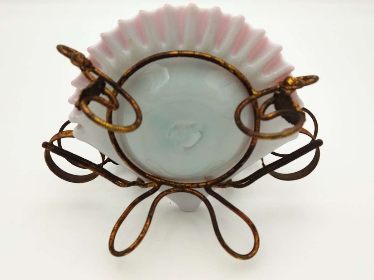 BAGUIER  Ancien  Porte Flacons Miroir Biseauté Laiton Repoussé NAPOLÉON  III-photo-3