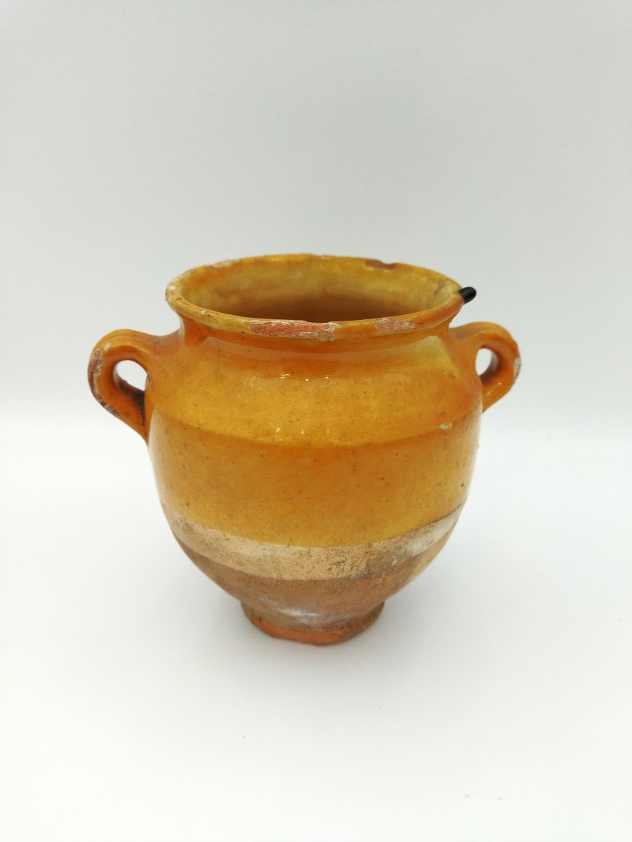 POTERIE Vernissée ancienne Sud-Ouest Petit Pot à Graisse/Confit Art Populaire Collection 14cms-photo-1