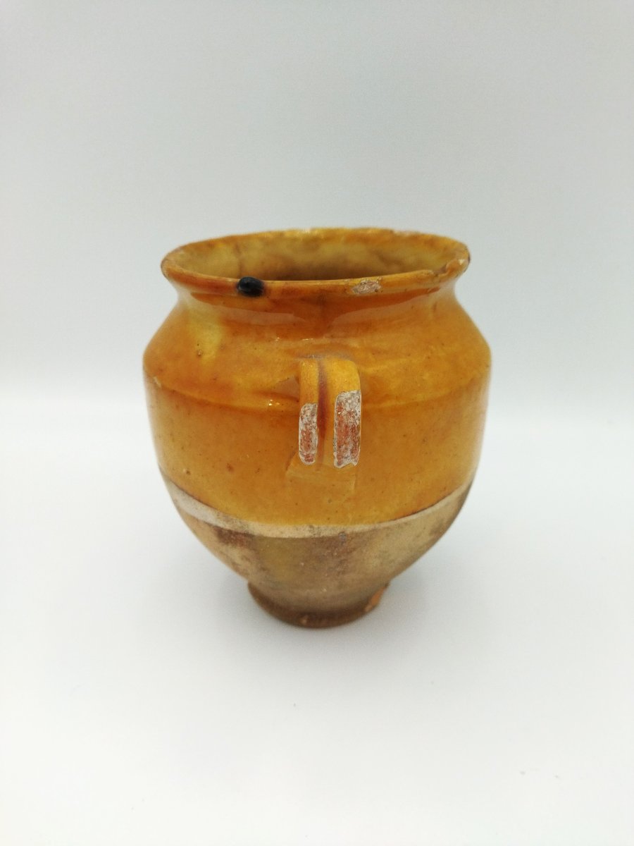 POTERIE Vernissée ancienne Sud-Ouest Petit Pot à Graisse/Confit Art Populaire Collection 14cms-photo-2