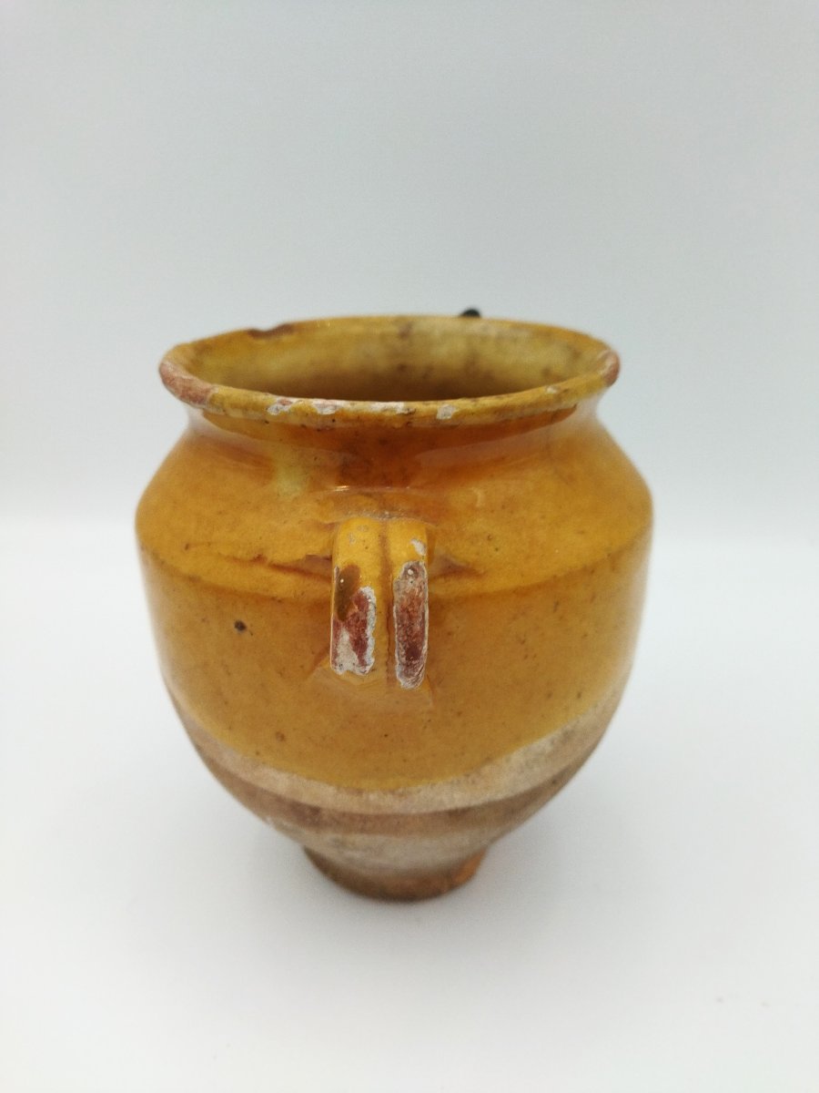 POTERIE Vernissée ancienne Sud-Ouest Petit Pot à Graisse/Confit Art Populaire Collection 14cms-photo-3