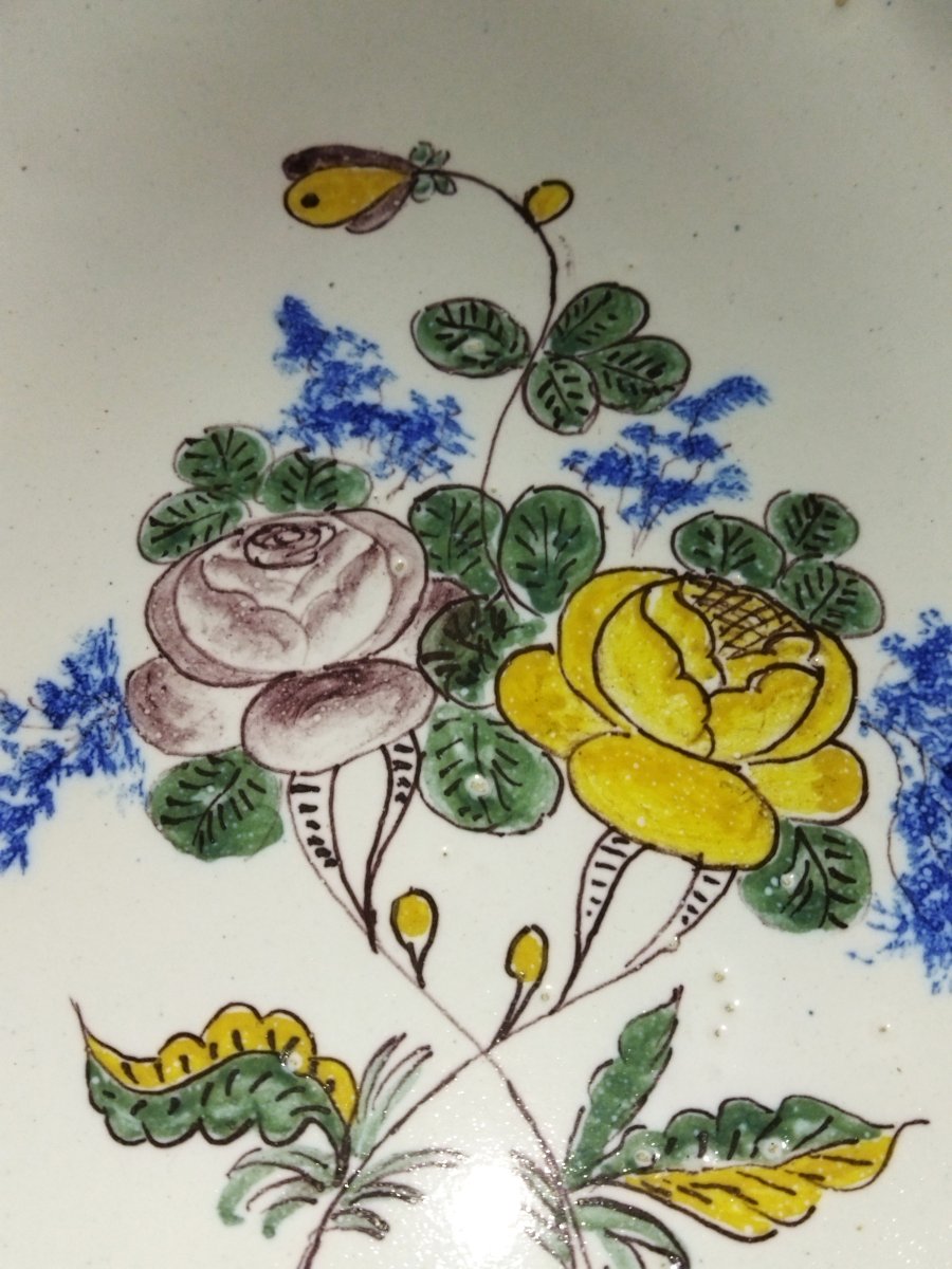 FAIENCE RÉGIONALE Plat de Service ovale à Motifs floraux polychromes dont Renoncules Collection-photo-2