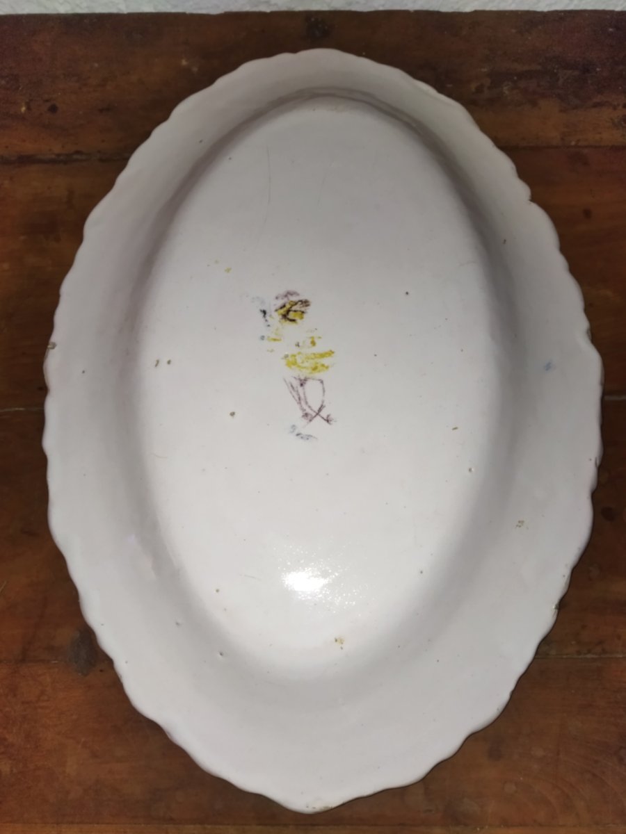 FAIENCE RÉGIONALE Plat de Service ovale à Motifs floraux polychromes dont Renoncules Collection-photo-4