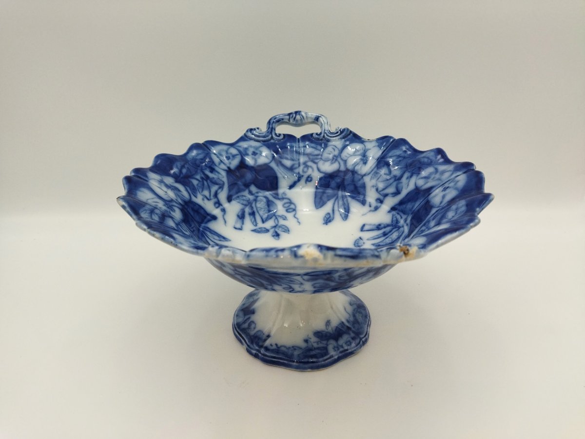 VIEILLARD JOHNSTON  Compotier Ancien à Oreilles Coupe sur Piédouche Faience De BORDEAUX  XIX-photo-2