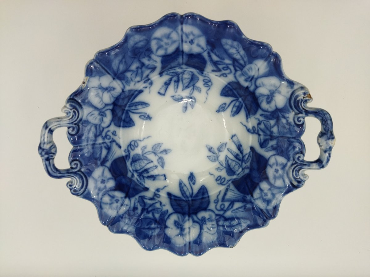 VIEILLARD JOHNSTON  Compotier Ancien à Oreilles Coupe sur Piédouche Faience De BORDEAUX  XIX-photo-4