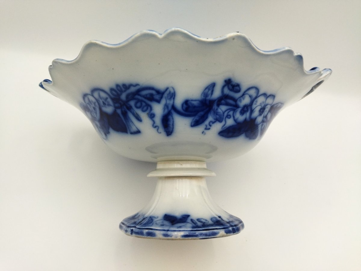 VIEILLARD JOHNSTON  Compotier Ancien à Oreilles Coupe sur Piédouche Faience De BORDEAUX  XIX-photo-5