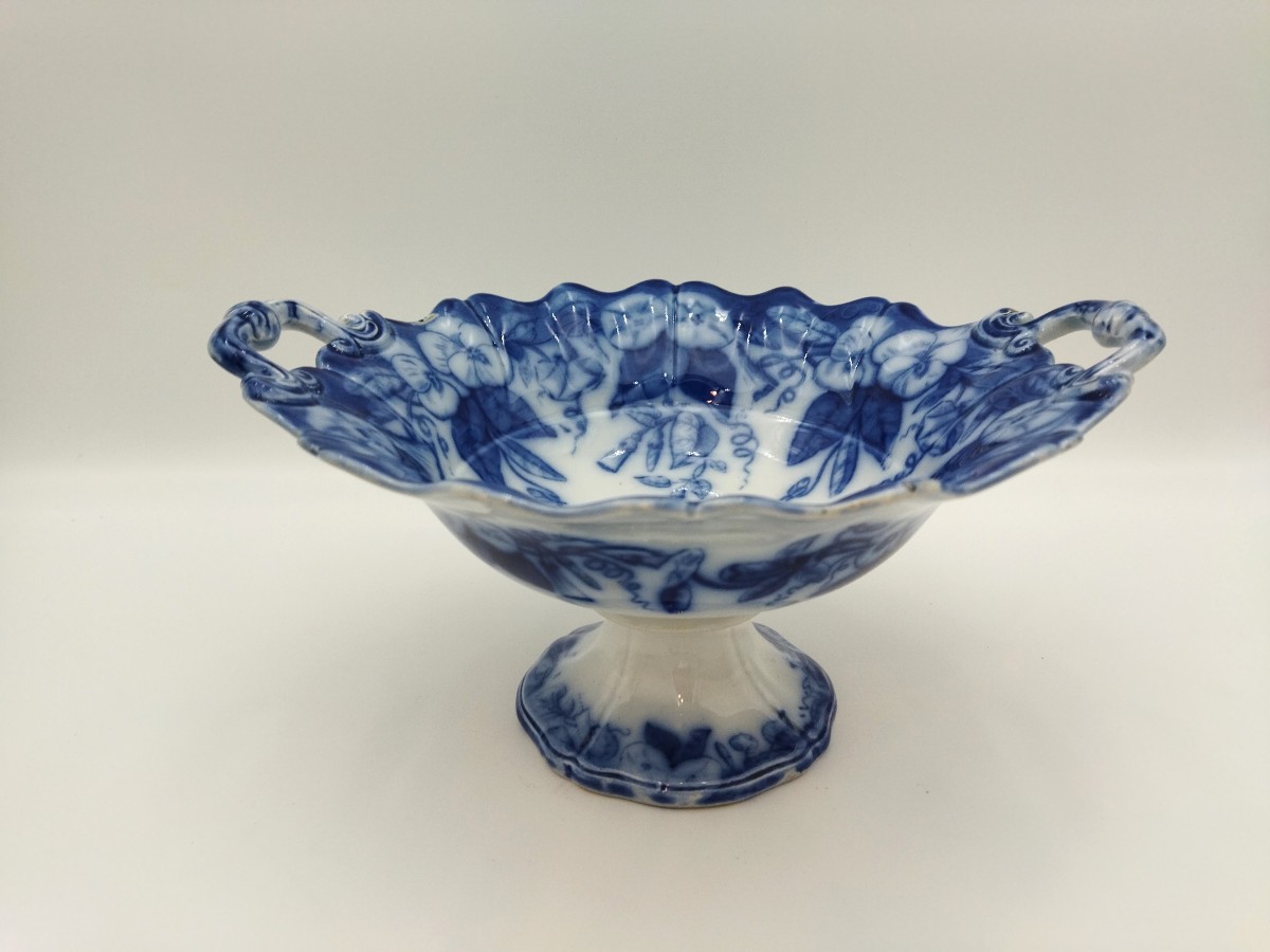 VIEILLARD JOHNSTON  Compotier Ancien à Oreilles Coupe sur Piédouche Faience De BORDEAUX  XIX