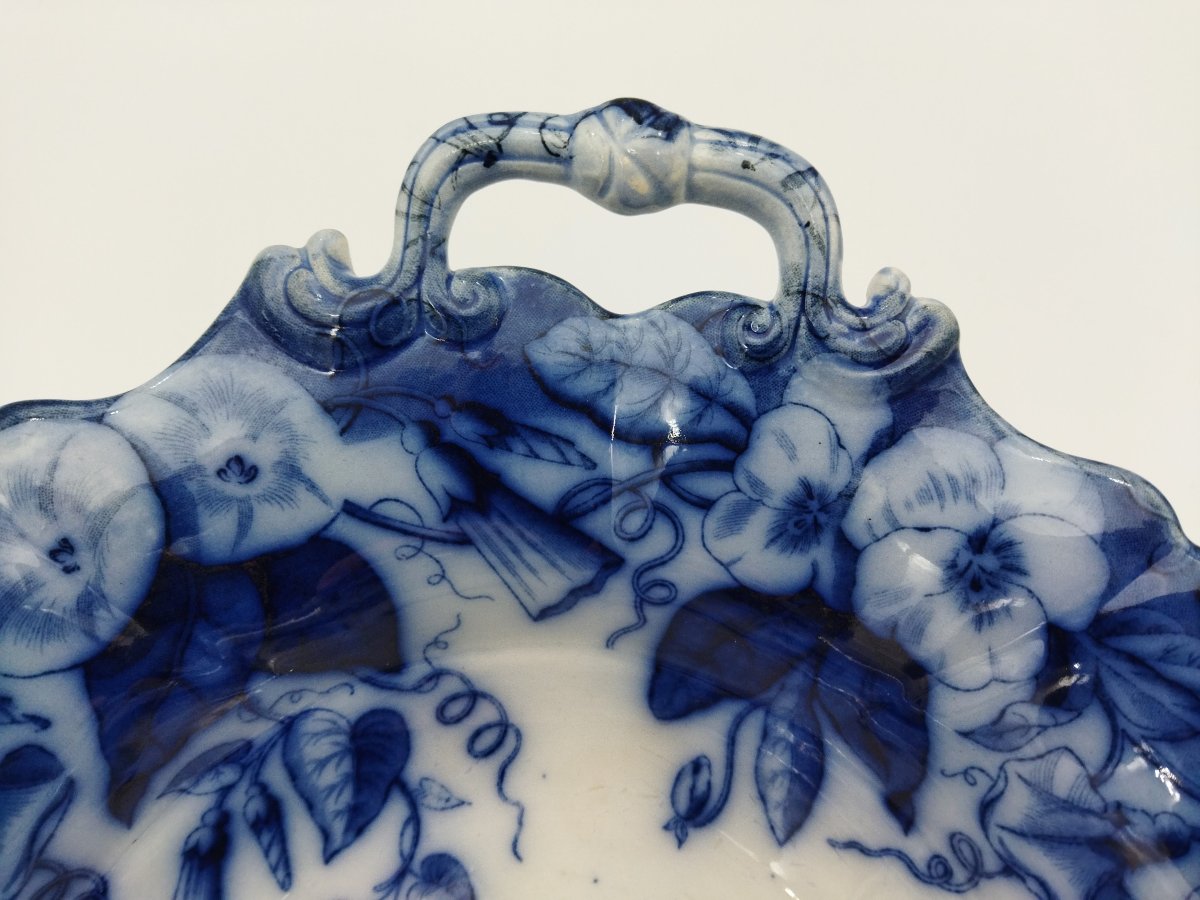 VIEILLARD JOHNSTON  BORDEAUX COMPOTIER  Grande Coupe sur Piédouche à Oreilles Faience XIX-photo-2