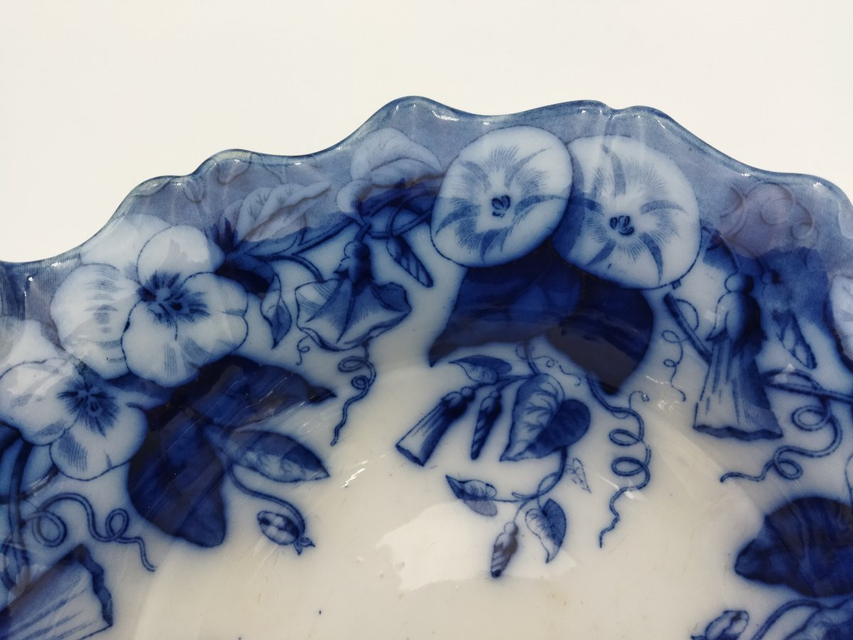 VIEILLARD JOHNSTON  BORDEAUX COMPOTIER  Grande Coupe sur Piédouche à Oreilles Faience XIX-photo-3