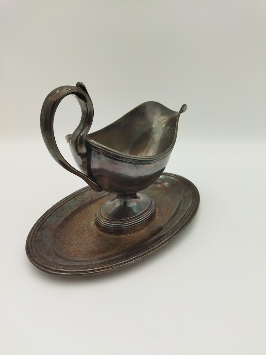 Christofle Antique Sauce Boat On A Silver-plated Foot Tableware-photo-1