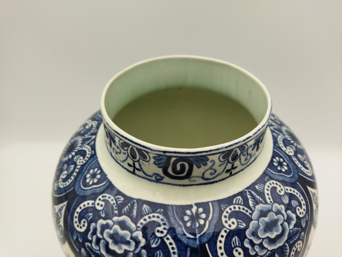 DELFT BOCH Holland Grand Pot couvert Bleu cobalt Motif Floral 35cms-photo-3