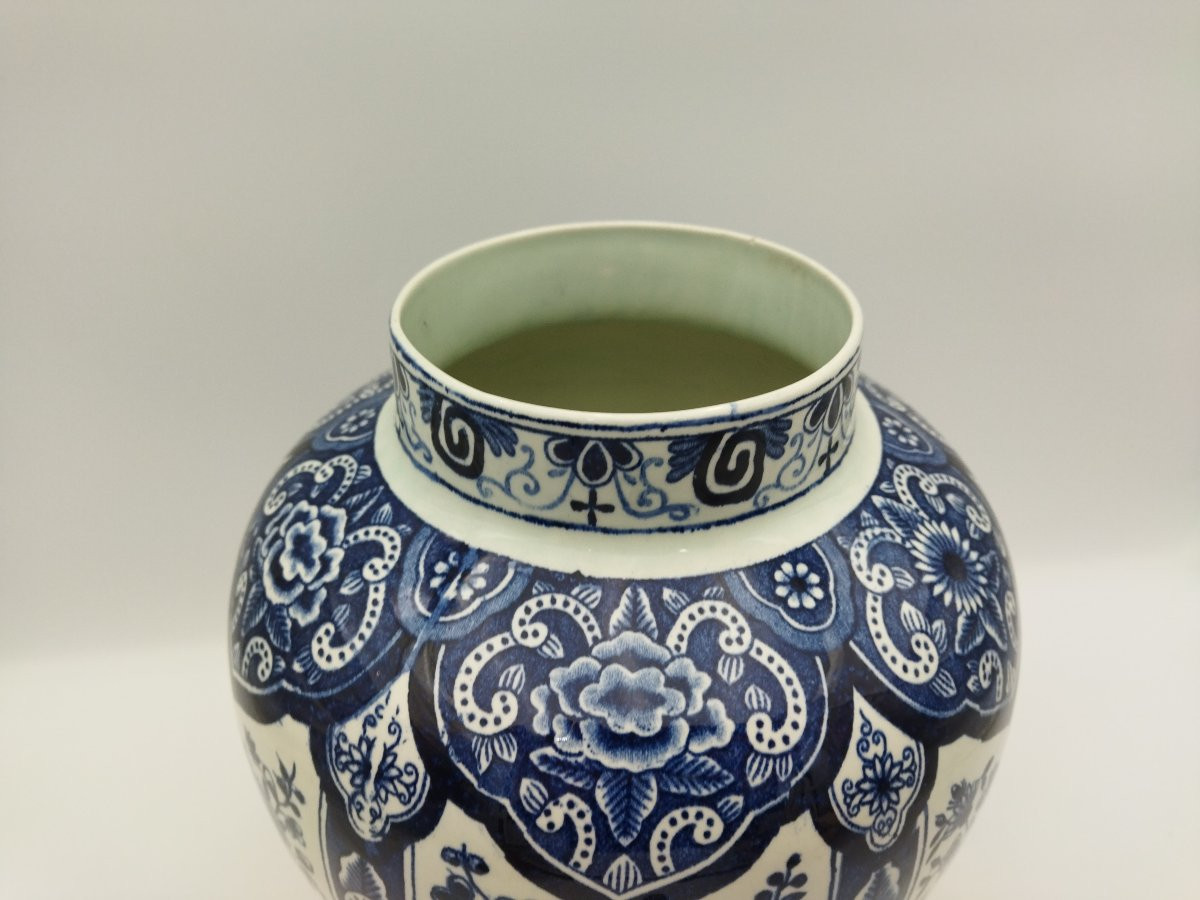 DELFT BOCH Holland Grand Pot couvert Bleu cobalt Motif Floral 35cms-photo-4