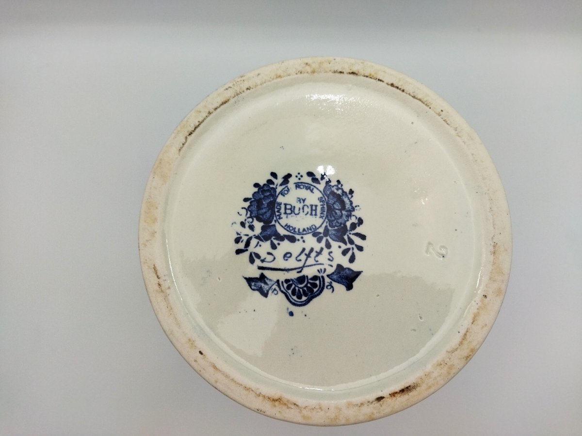 DELFT BOCH Holland Grand Pot couvert Bleu cobalt Motif Floral 35cms-photo-5