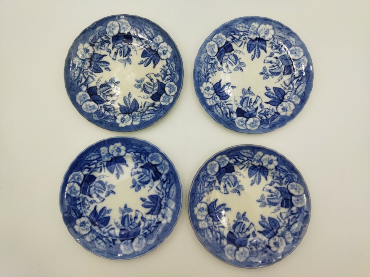 BORDEAUX VIEILLARD JOHNSTON Série de 8 Assiettes Faience Camaïeu Bleue 1860/1880 -photo-3
