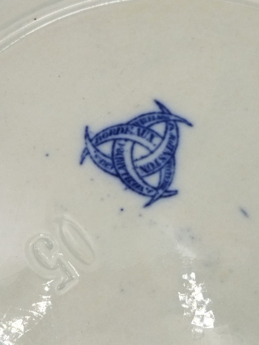 BORDEAUX VIEILLARD JOHNSTON Série de 8 Assiettes Faience Camaïeu Bleue 1860/1880 -photo-5