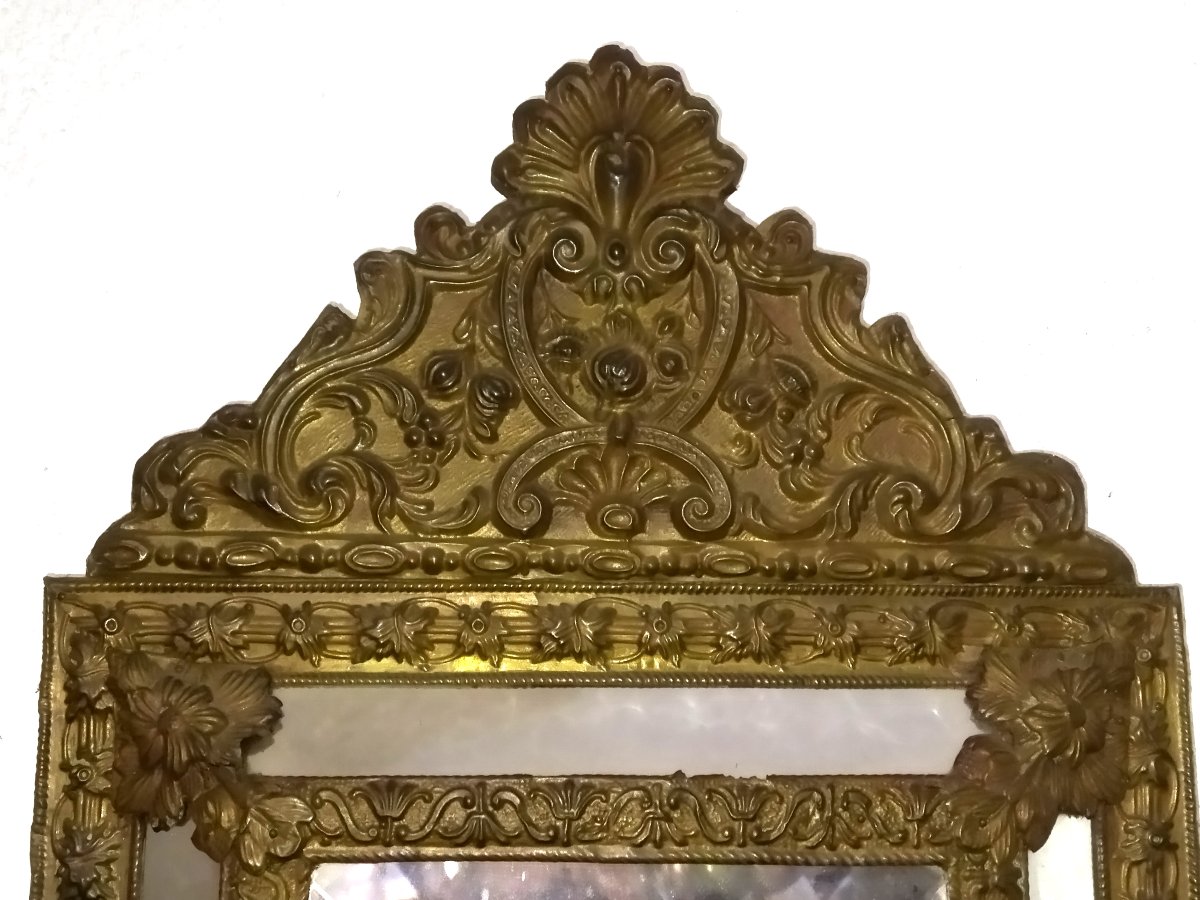 Napoleon III Mirror With Gilded Stamped Brass Frame And Beveled Glass, 19th Century-photo-8