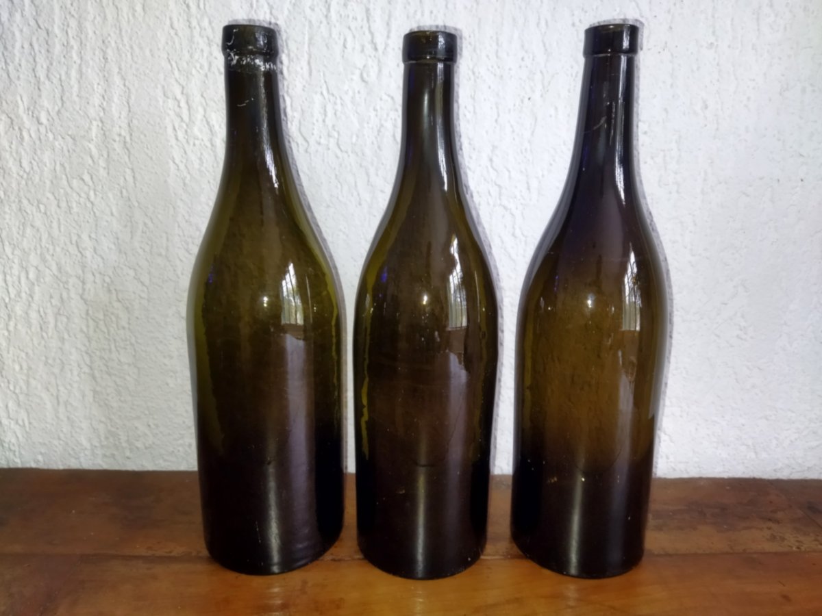 6  BOUTEILLES Anciennes Verre soufflé XIX-photo-3