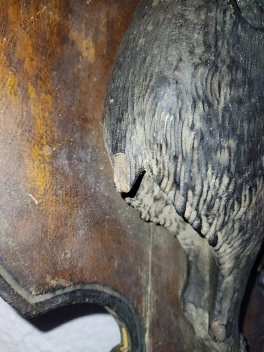 TROPHÉE de Chasse Sculpture sur Bois Foret Noire  BOUQUETIN -photo-3