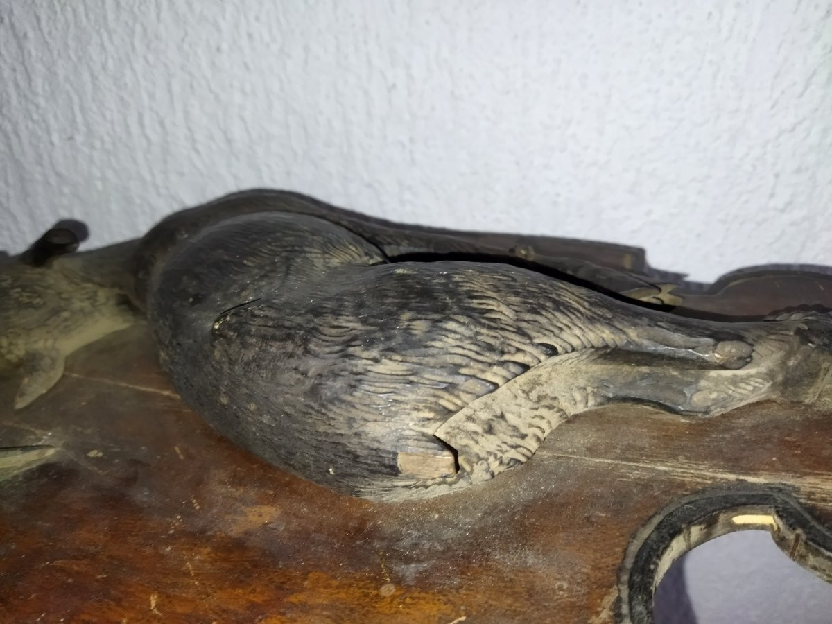 TROPHÉE de Chasse Sculpture sur Bois Foret Noire  BOUQUETIN -photo-1