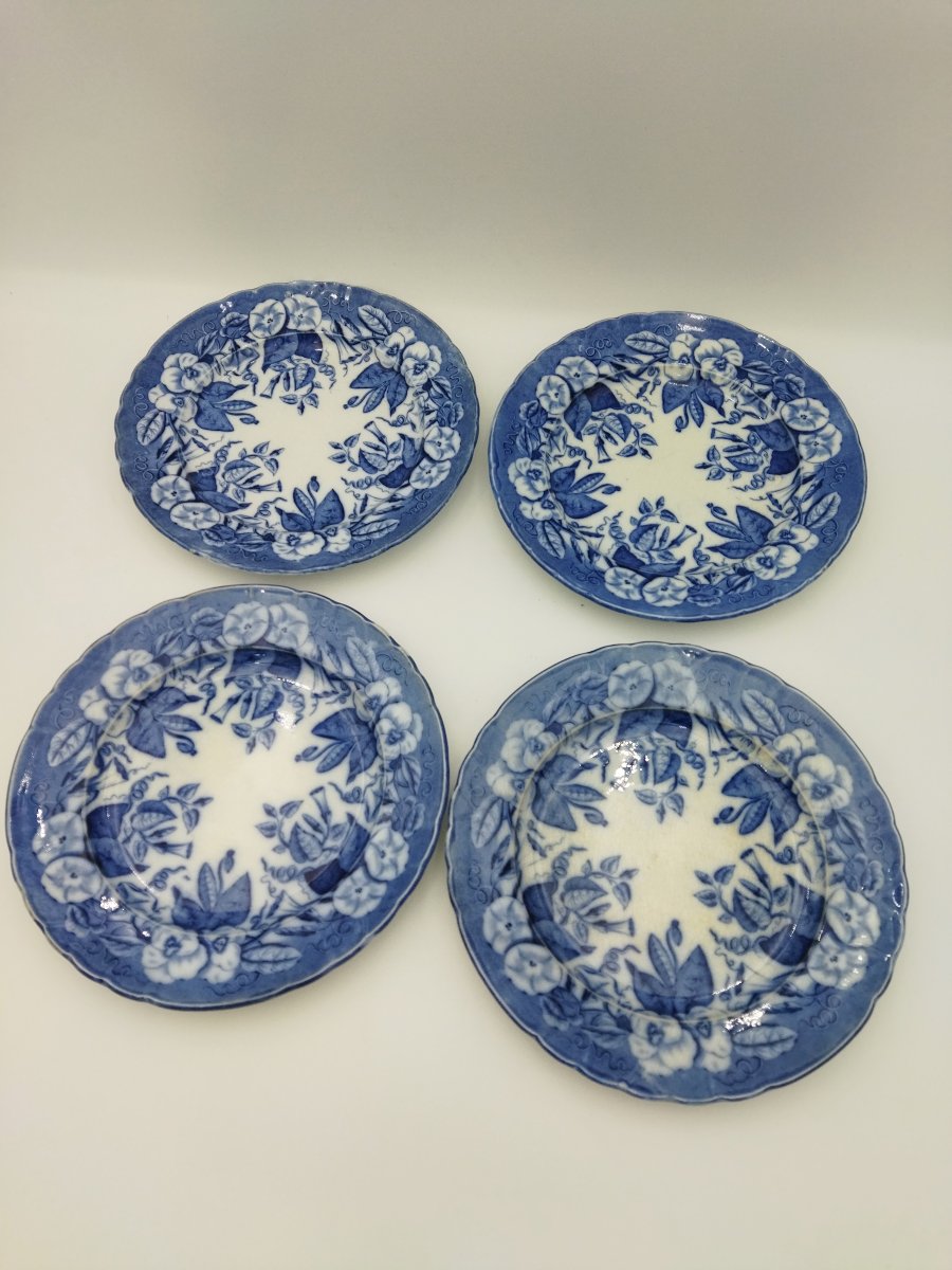 BORDEAUX VIEILLARD JOHNSTON Série de11 Assiettes Faience Camaïeu Bleue 1860/1880 -photo-1