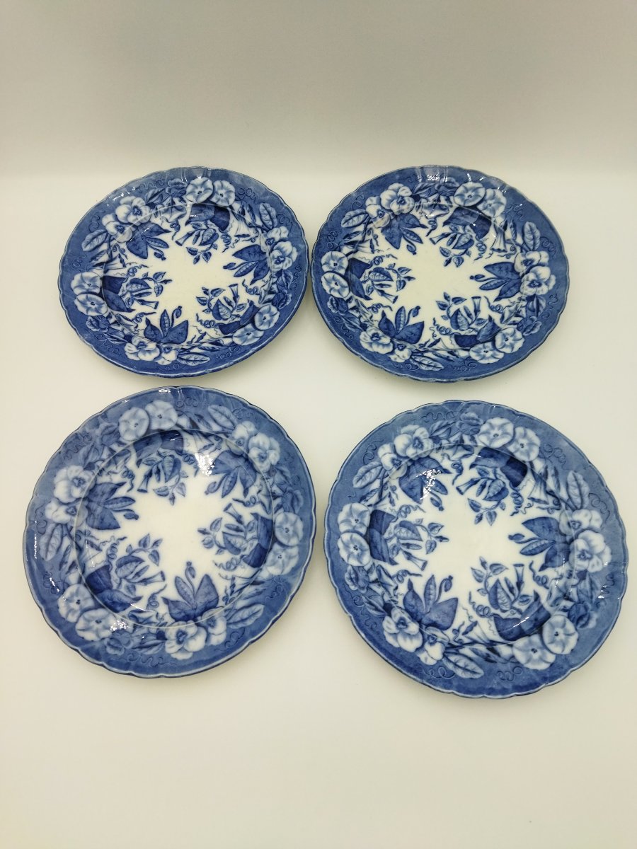BORDEAUX VIEILLARD JOHNSTON Série de11 Assiettes Faience Camaïeu Bleue 1860/1880 -photo-3