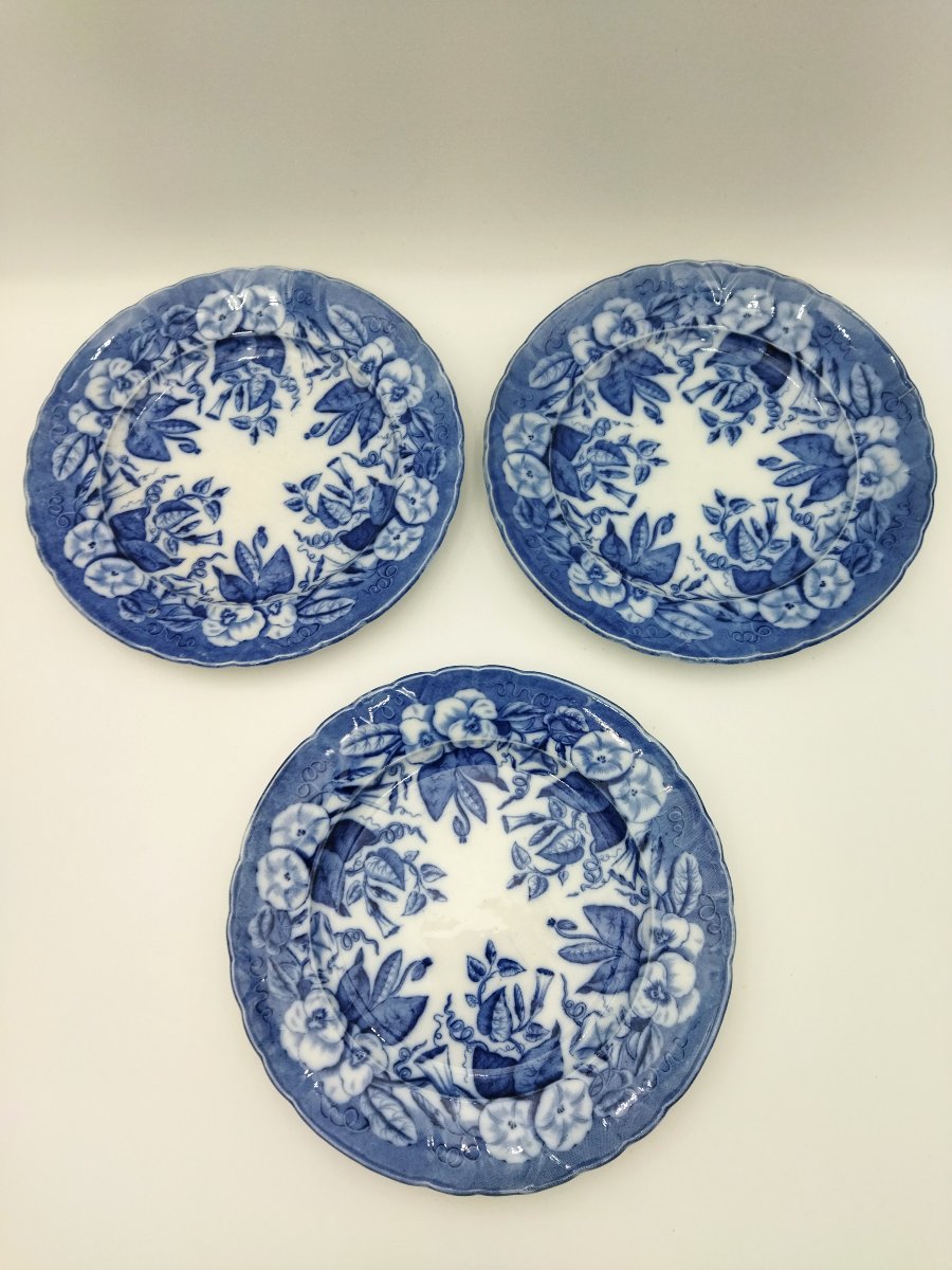 BORDEAUX VIEILLARD JOHNSTON Série de11 Assiettes Faience Camaïeu Bleue 1860/1880 -photo-5