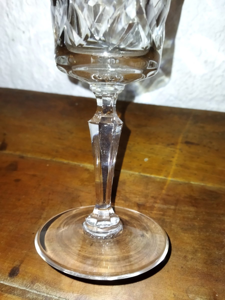 Val St Lambert 3 Set Of 7 Stemmed Glasses In Cut Crystal, Tableware-photo-2