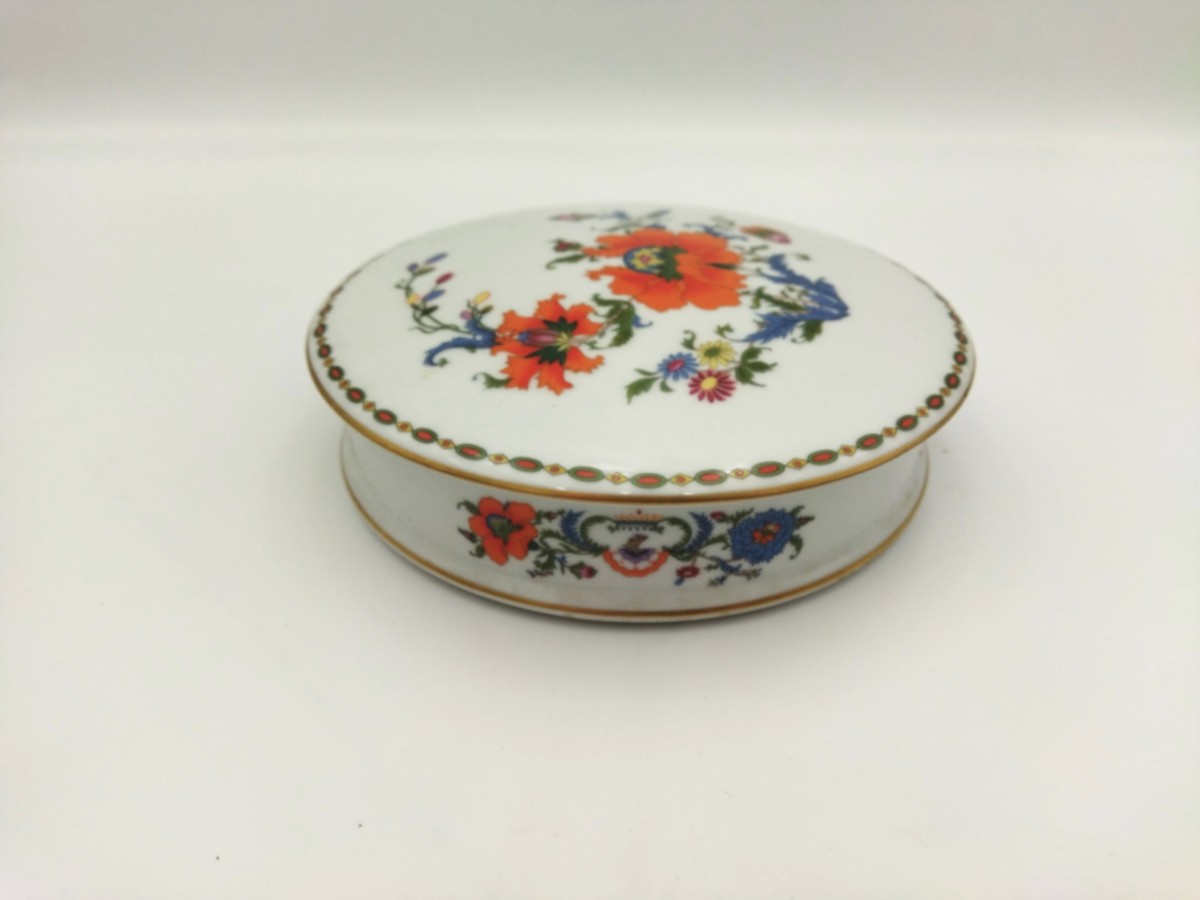 Limoges Raynaud Large Porcelain Candy Box With Floral Decoration, Damon Model 