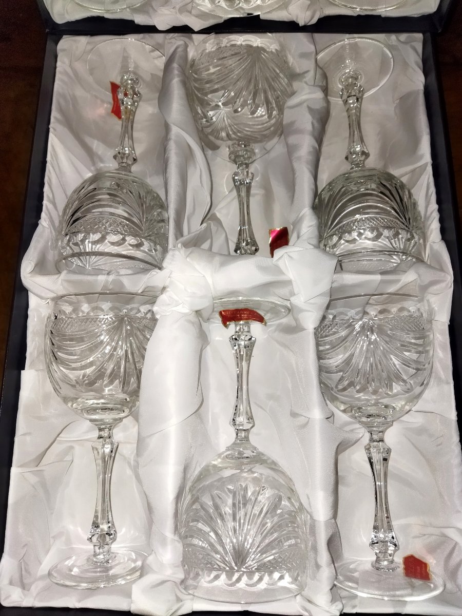 CRISTAL DE LORRAINE 12 verres à Pied en Cristal taillé  ART DE LA TABLE-photo-3