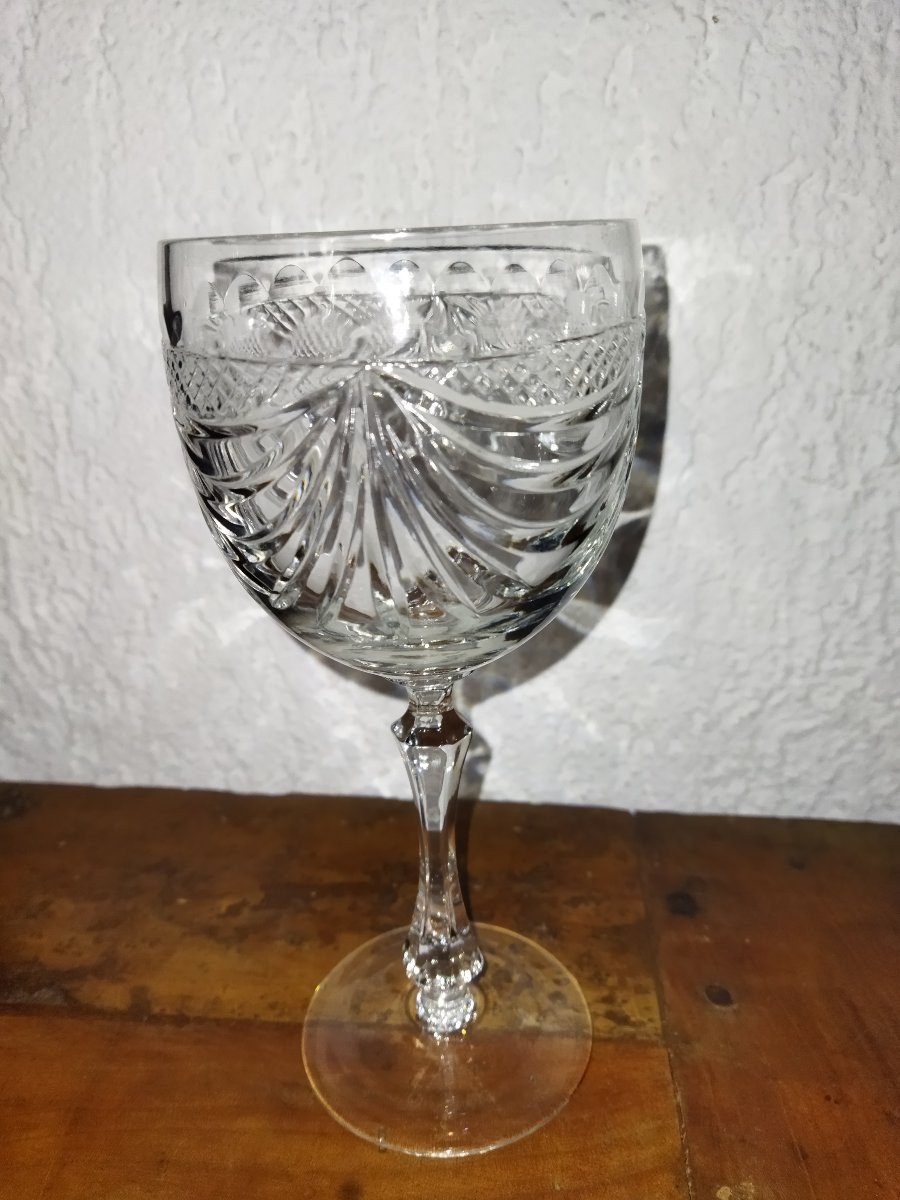 CRISTAL DE LORRAINE 12 verres à Pied en Cristal taillé  ART DE LA TABLE-photo-4