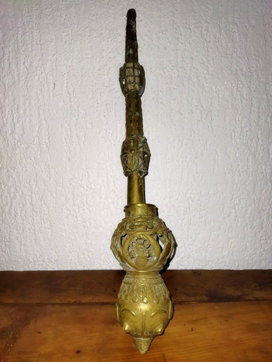 Pipe Tribale d'Afrique en bronze, Ethnie Bamoun, CAMEROUN ART POPULAIRE-photo-2