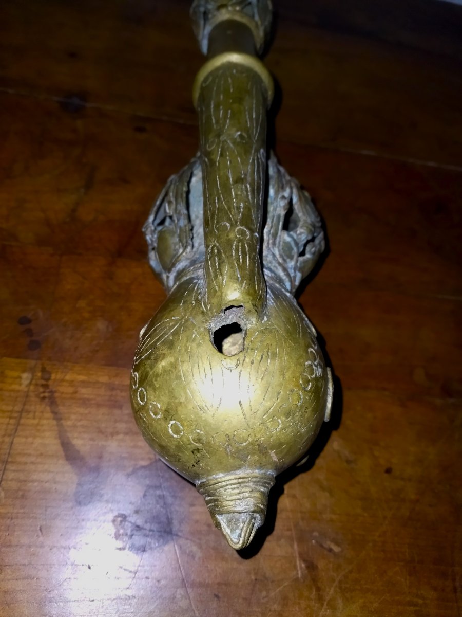 Pipe Tribale d'Afrique en bronze, Ethnie Bamoun, CAMEROUN ART POPULAIRE-photo-7