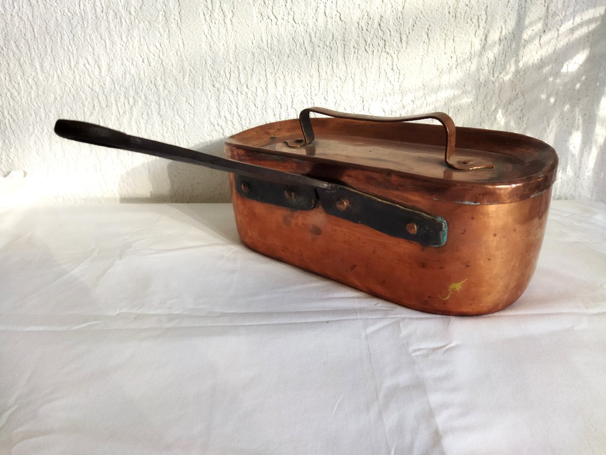 Antique Copper And Riveted Wrought Iron Daubiere With A Handle, 19th Century-photo-3