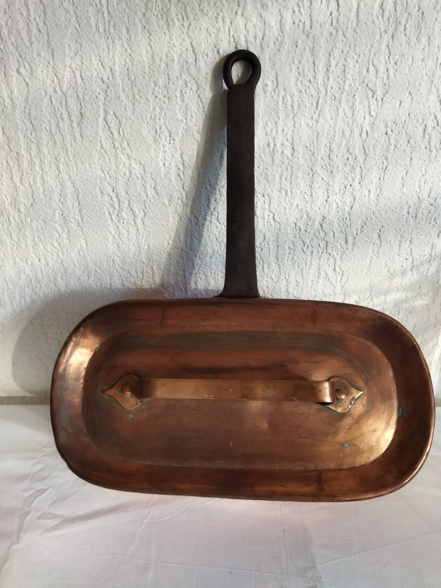 Antique Copper And Riveted Wrought Iron Daubiere With A Handle, 19th Century-photo-1