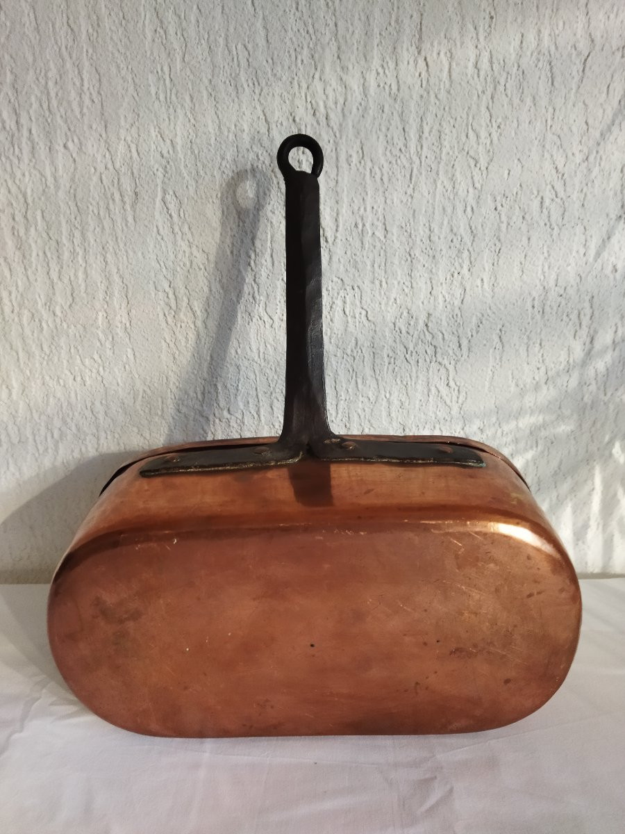 Antique Copper And Riveted Wrought Iron Daubiere With A Handle, 19th Century-photo-2