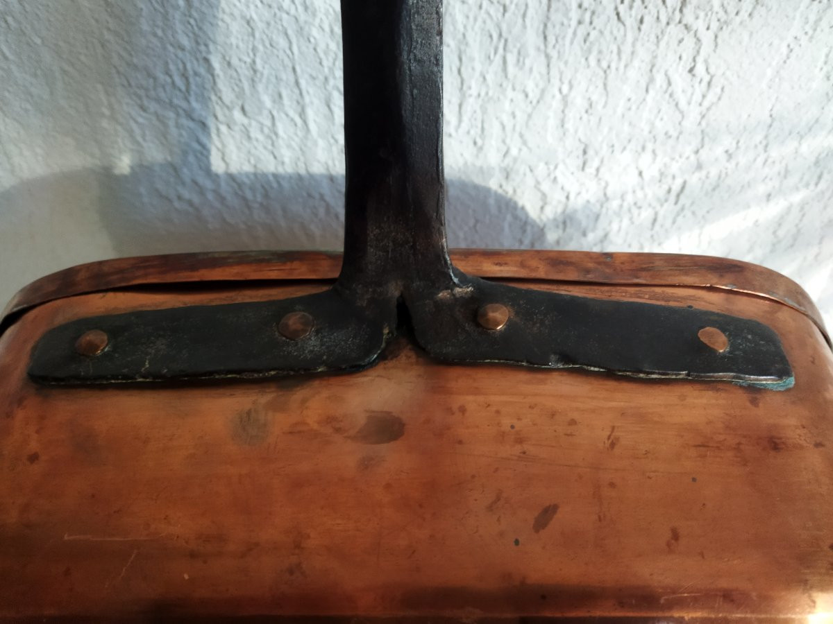 Antique Copper And Riveted Wrought Iron Daubiere With A Handle, 19th Century-photo-3