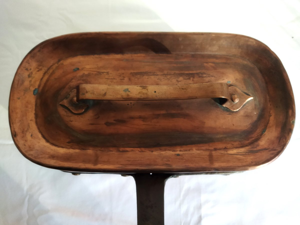 Antique Copper And Riveted Wrought Iron Daubiere With A Handle, 19th Century-photo-4