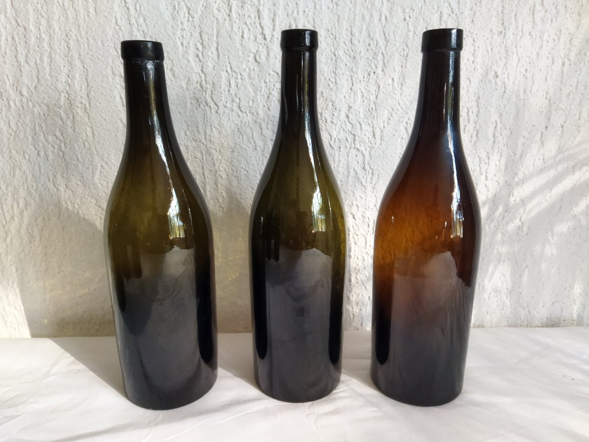 6  BOUTEILLES Anciennes Verre soufflé ART DE LA TABLE XIX-photo-2