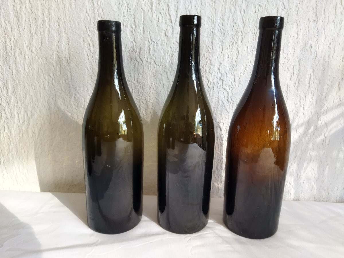 6  BOUTEILLES Anciennes Verre soufflé ART DE LA TABLE XIX-photo-3