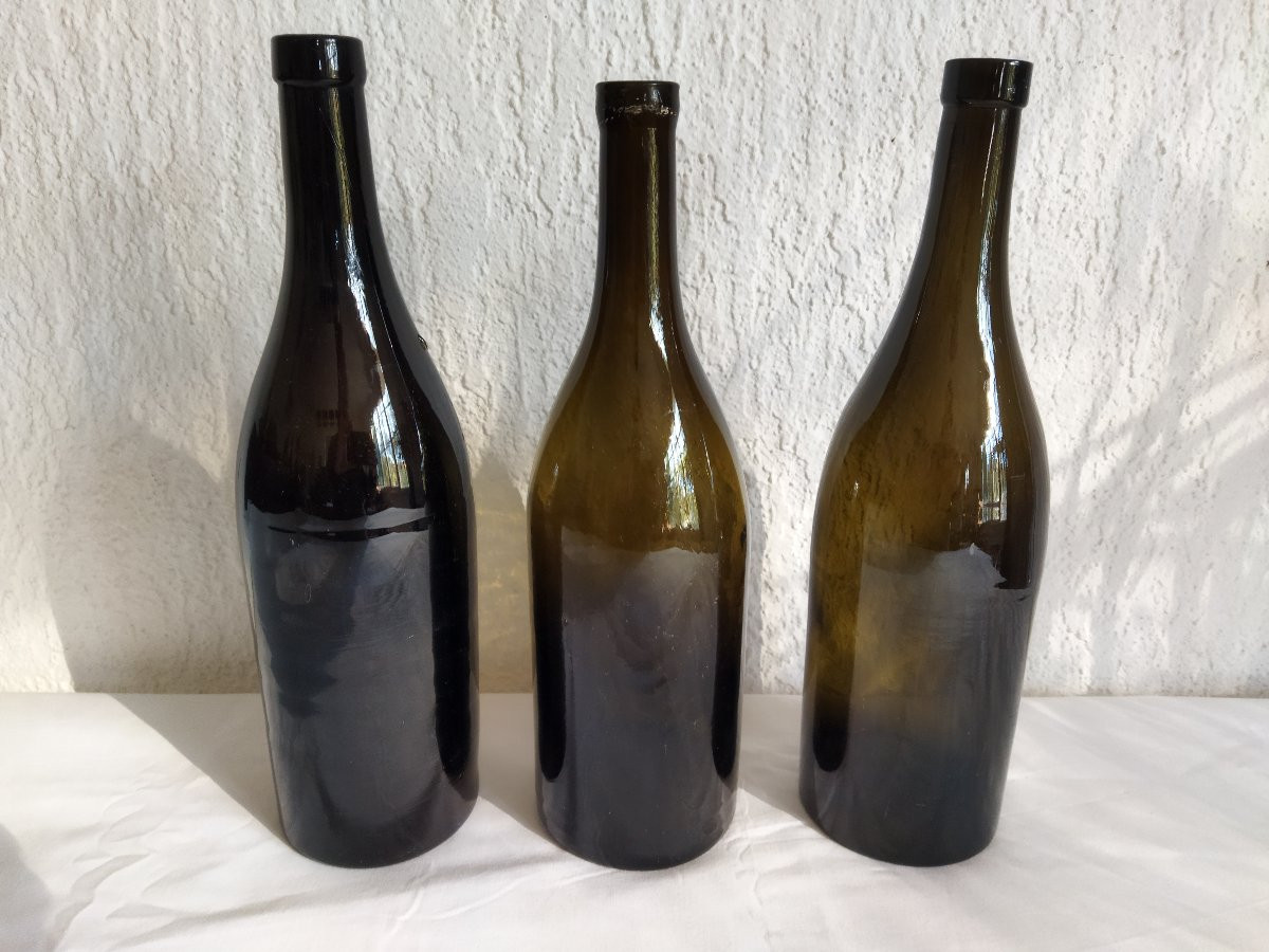 6  BOUTEILLES Anciennes Verre soufflé ART DE LA TABLE XIX-photo-4