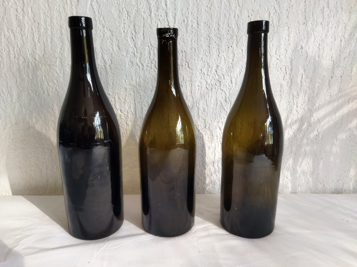 6  BOUTEILLES Anciennes Verre soufflé ART DE LA TABLE XIX-photo-5